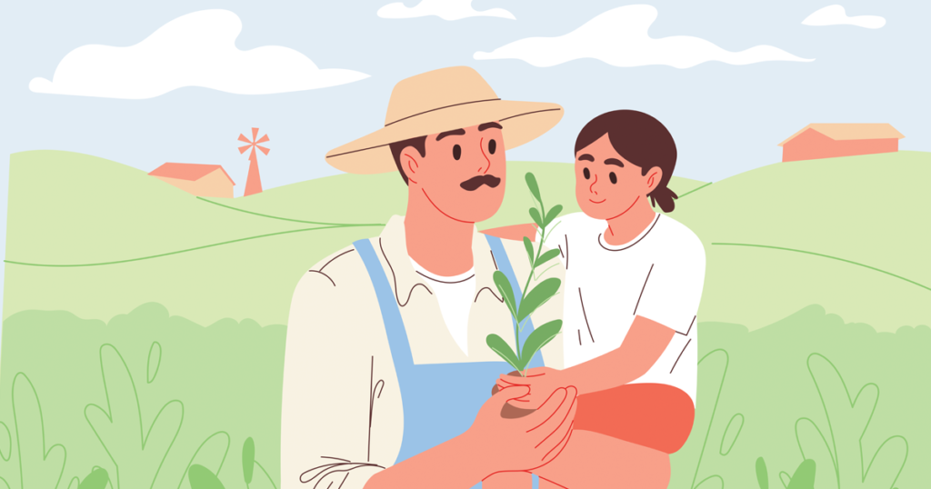 Dad and Child In Field